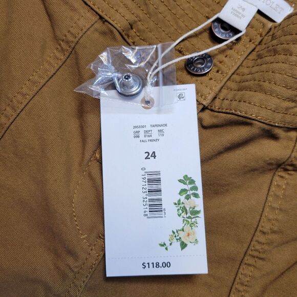 Chelsea & Violet Stretch High Rise Button Fly Front Pants Mustard Chartreuse NEW - Picture 8 of 12